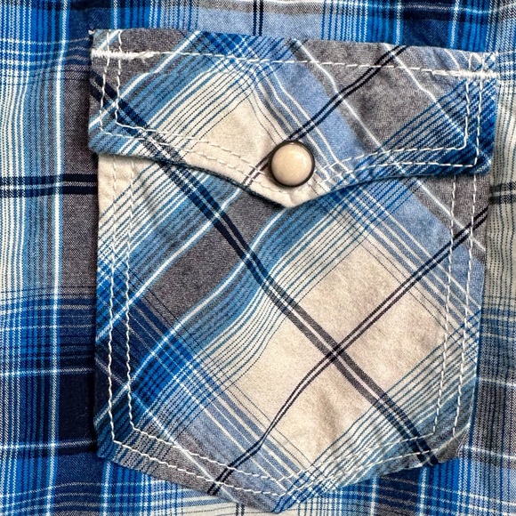 Aeropostale - Men’s SHIRT Sz L SNAP CLOSE Plaid - BLUE - Picture 2 of 13